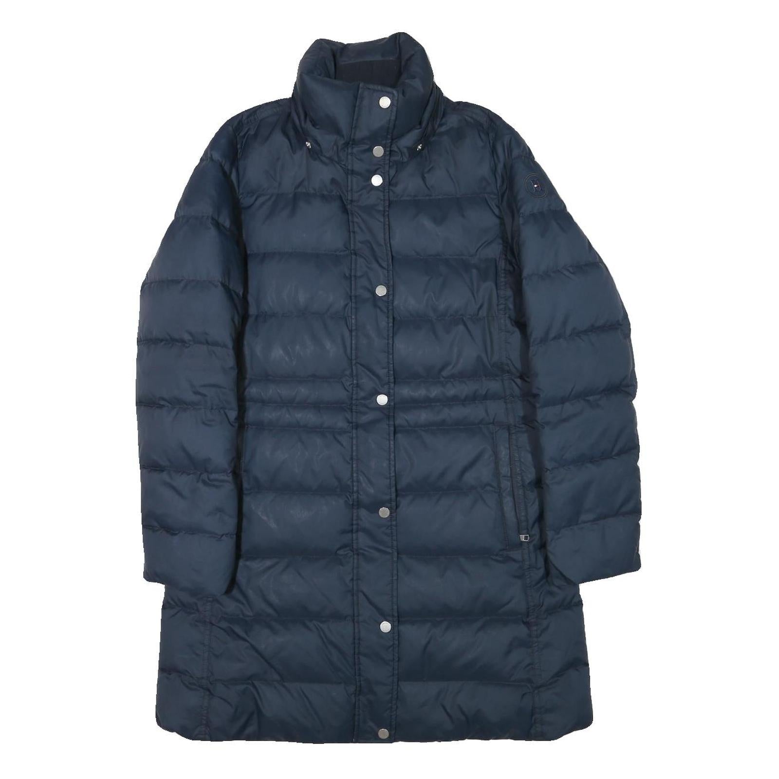 TOMMY HILFIGER Mens Navy Blue Puffer Jacket M Polyester Blend Quilted Zip Up