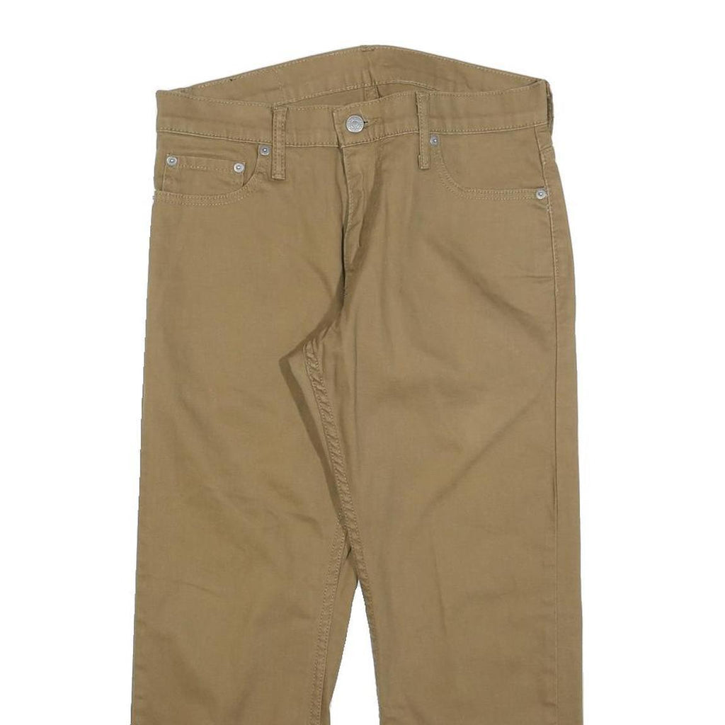 LEVI'S Mens Cotton Blend Beige Slim Straight Trousers W30 L24 Casual Zip Closure