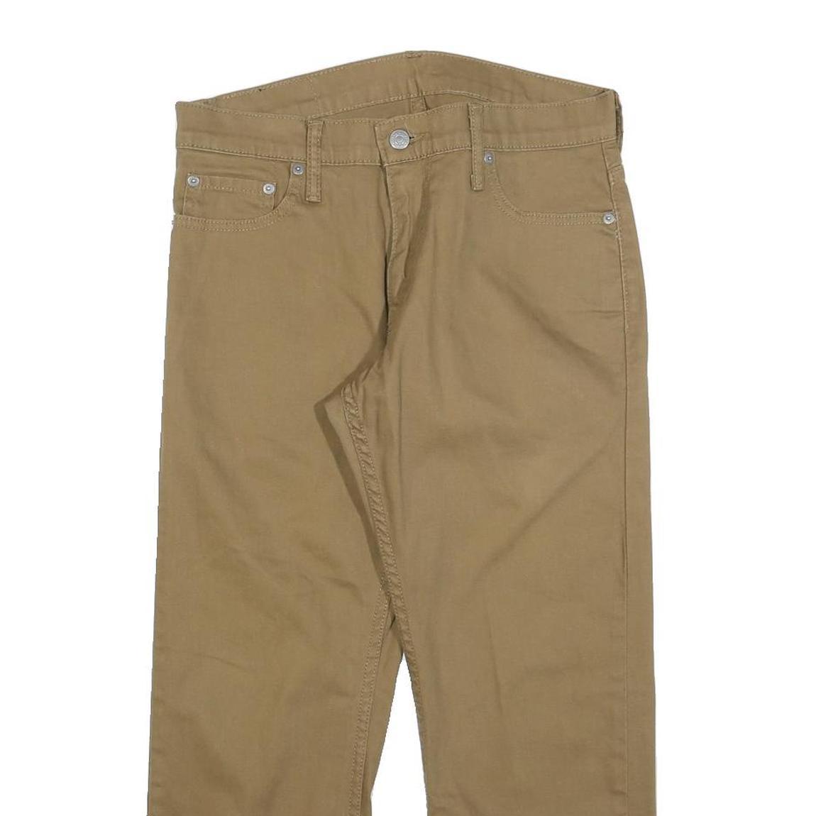 LEVI'S Mens Cotton Blend Beige Slim Straight Trousers W30 L24 Casual Zip Closure