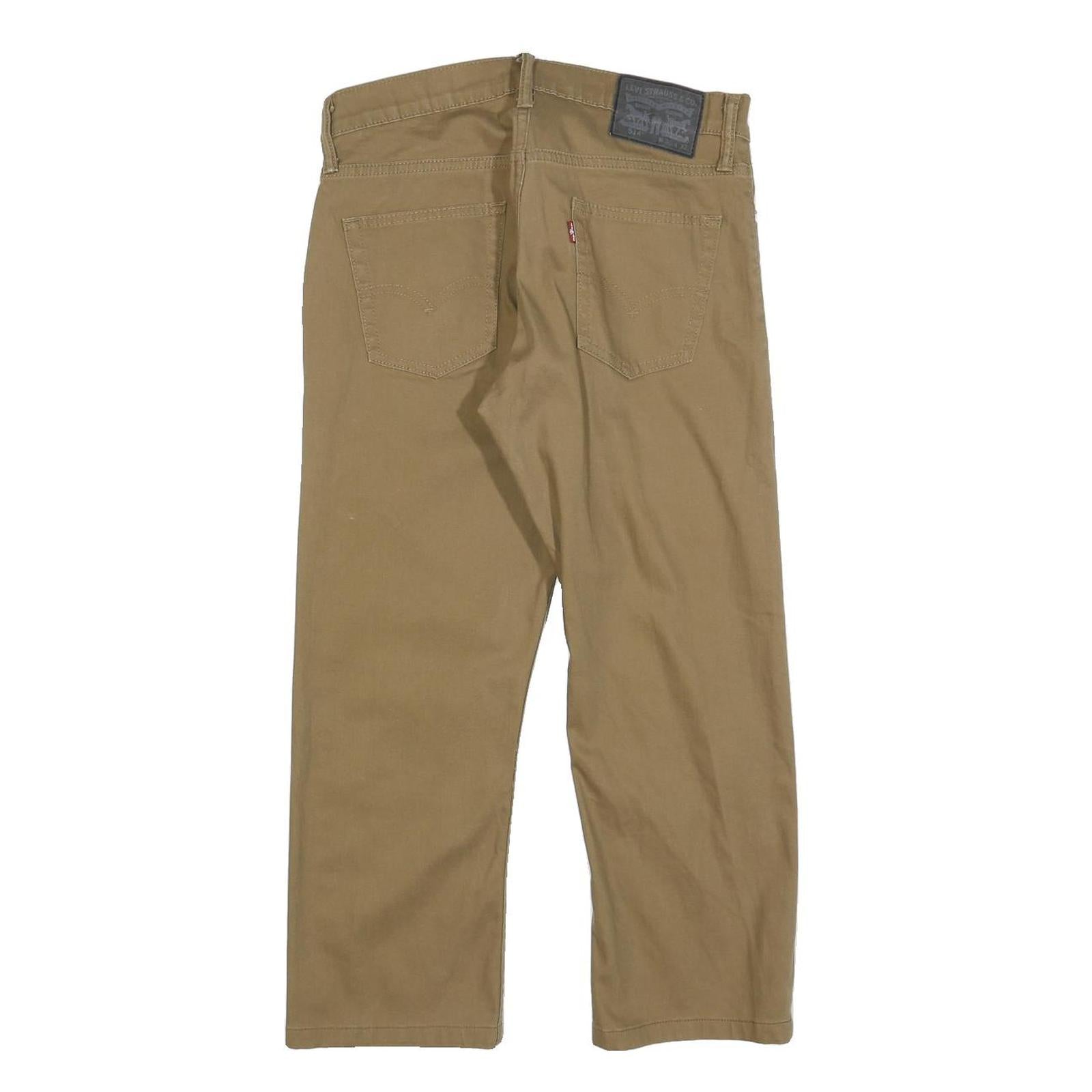 LEVI'S Mens Cotton Blend Beige Slim Straight Trousers W30 L24 Casual Zip Closure