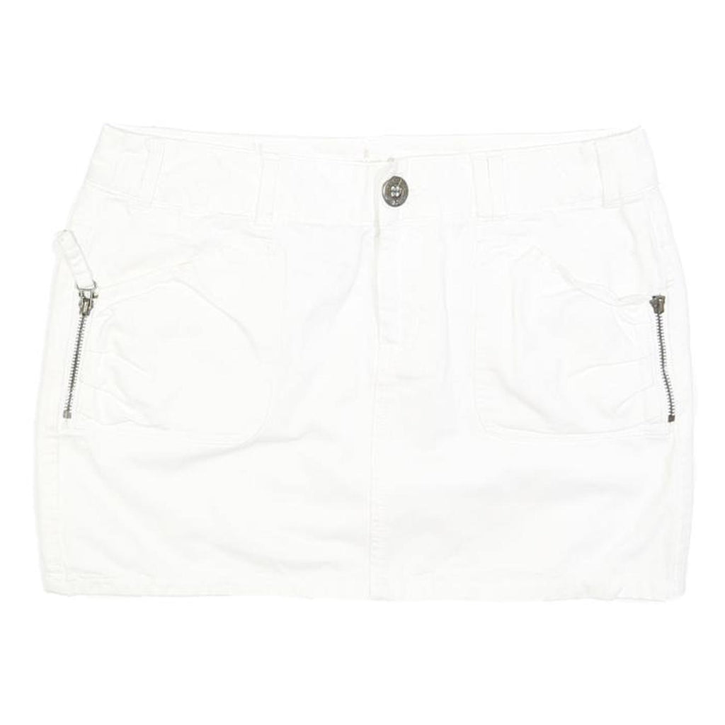 ARIZONA JEAN COMPANY Womens White Mini Cotton Blend Straight Skirt M Casual