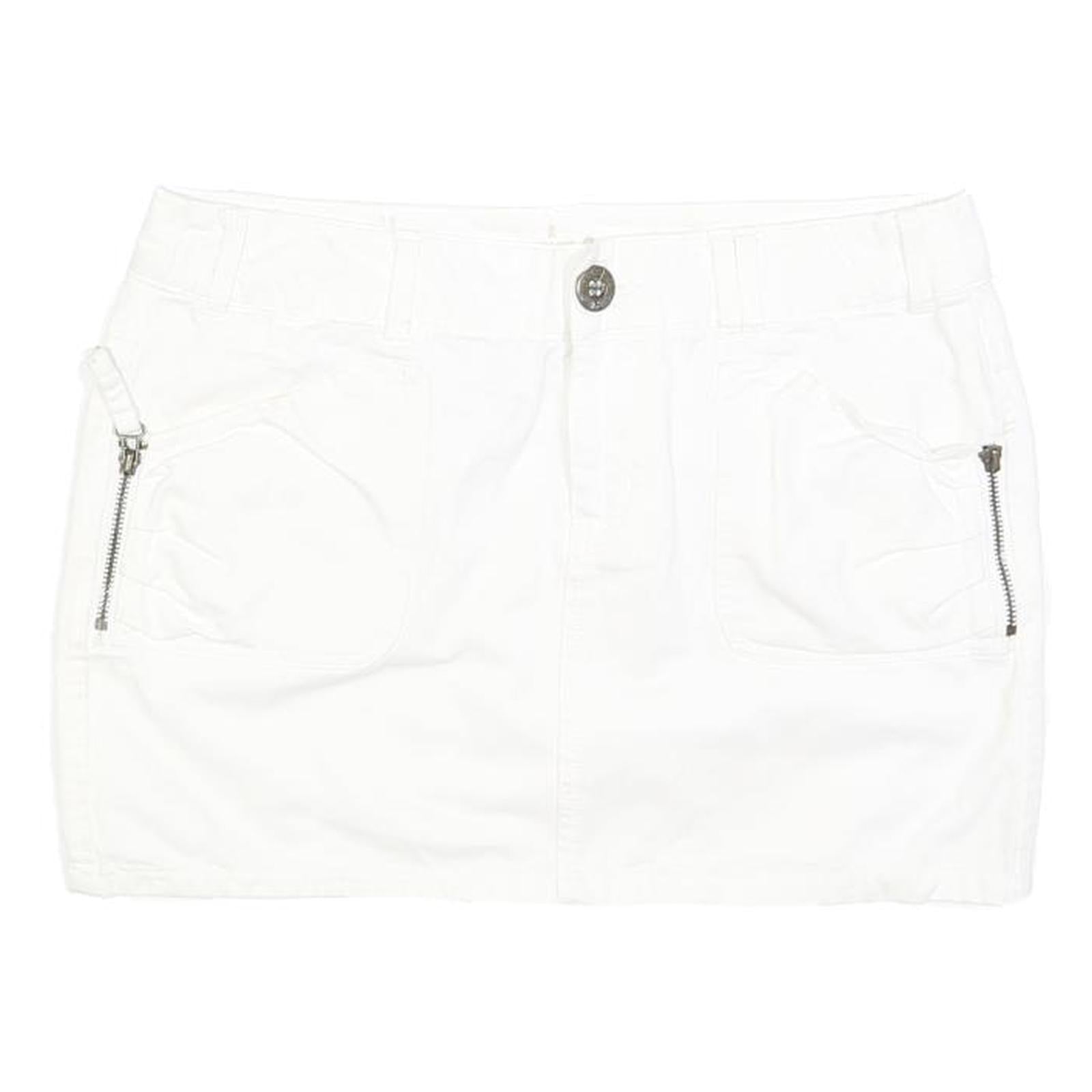ARIZONA JEAN COMPANY Womens White Mini Cotton Blend Straight Skirt M Casual