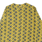 Womens Yellow Printed Long Sleeve Round Neck Top L Lightweight Patterned