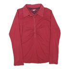 LEVI'S Womens Red Long Sleeve Shirt Button Neck L Cotton Blend Classic Top