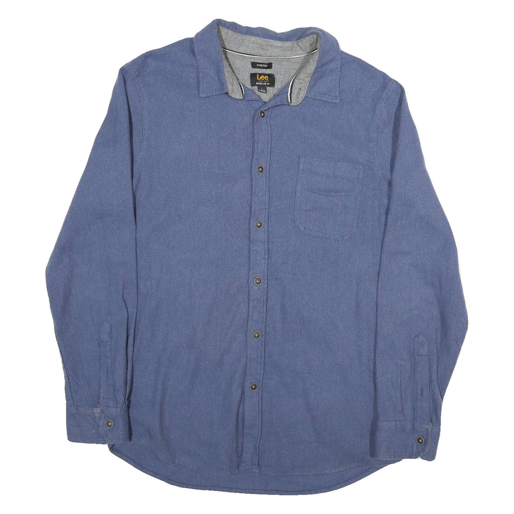 LEE Mens Blue Shirt L Cotton Blend Regular Fit Casual Button Through Long Sleeve