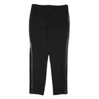 CALVIN KLEIN Womens Black Rayon Slim Trousers W32 L28 Faux Leather Side Stripe