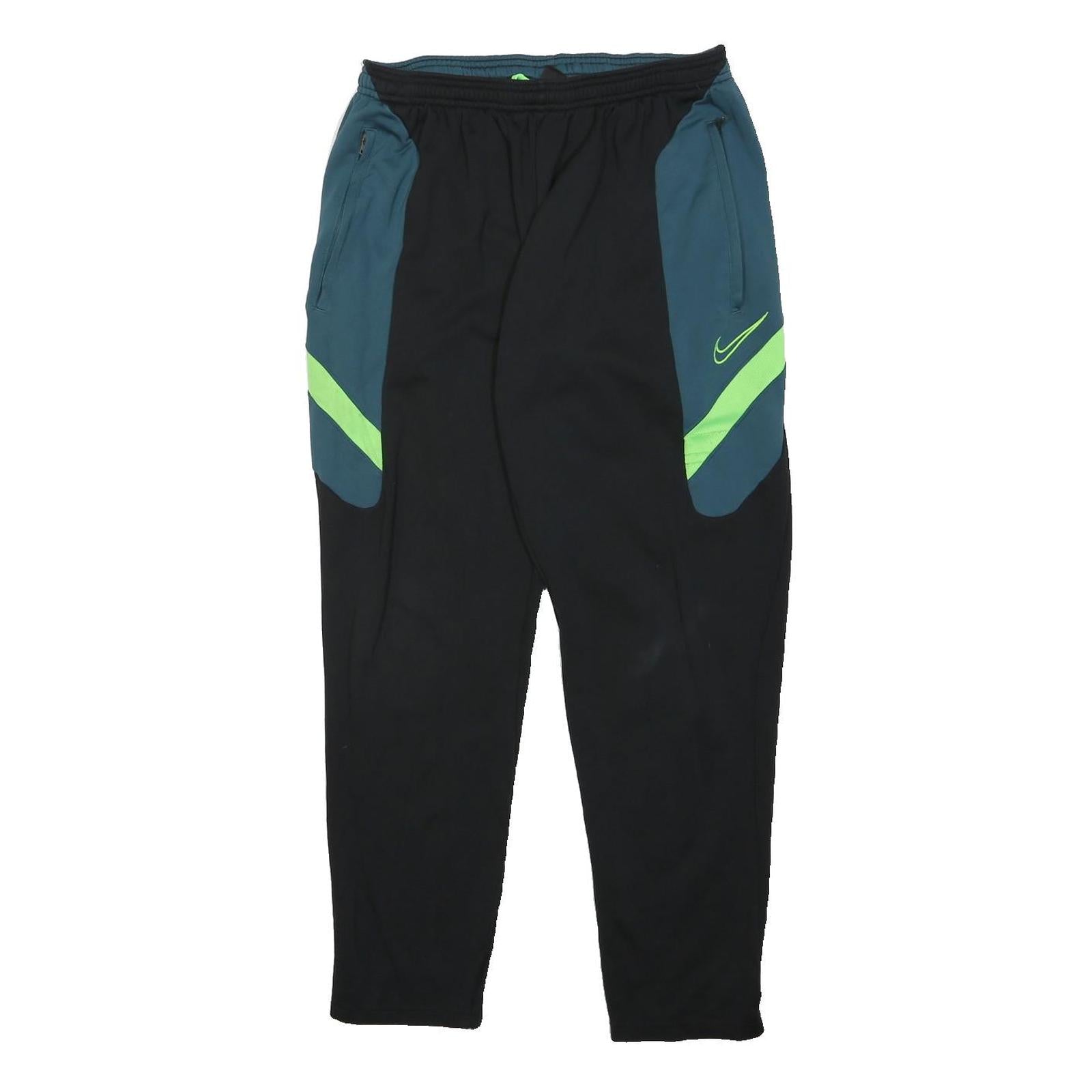 NIKE Mens Joggers Black & Green Slim Tapered L W28 L27 Sportswear Bottoms