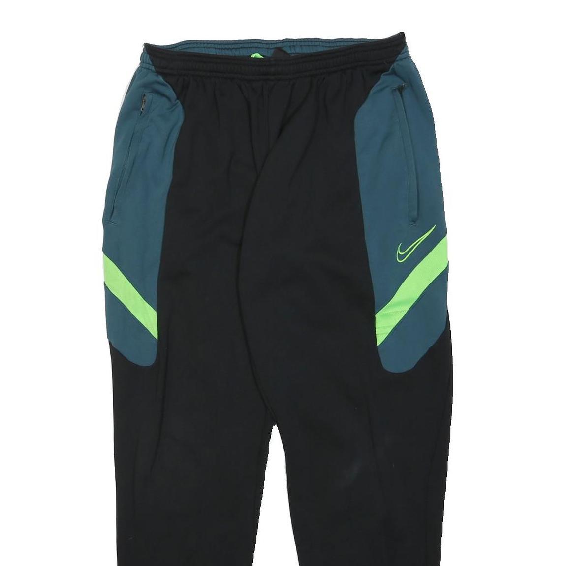 NIKE Mens Joggers Black & Green Slim Tapered L W28 L27 Sportswear Bottoms