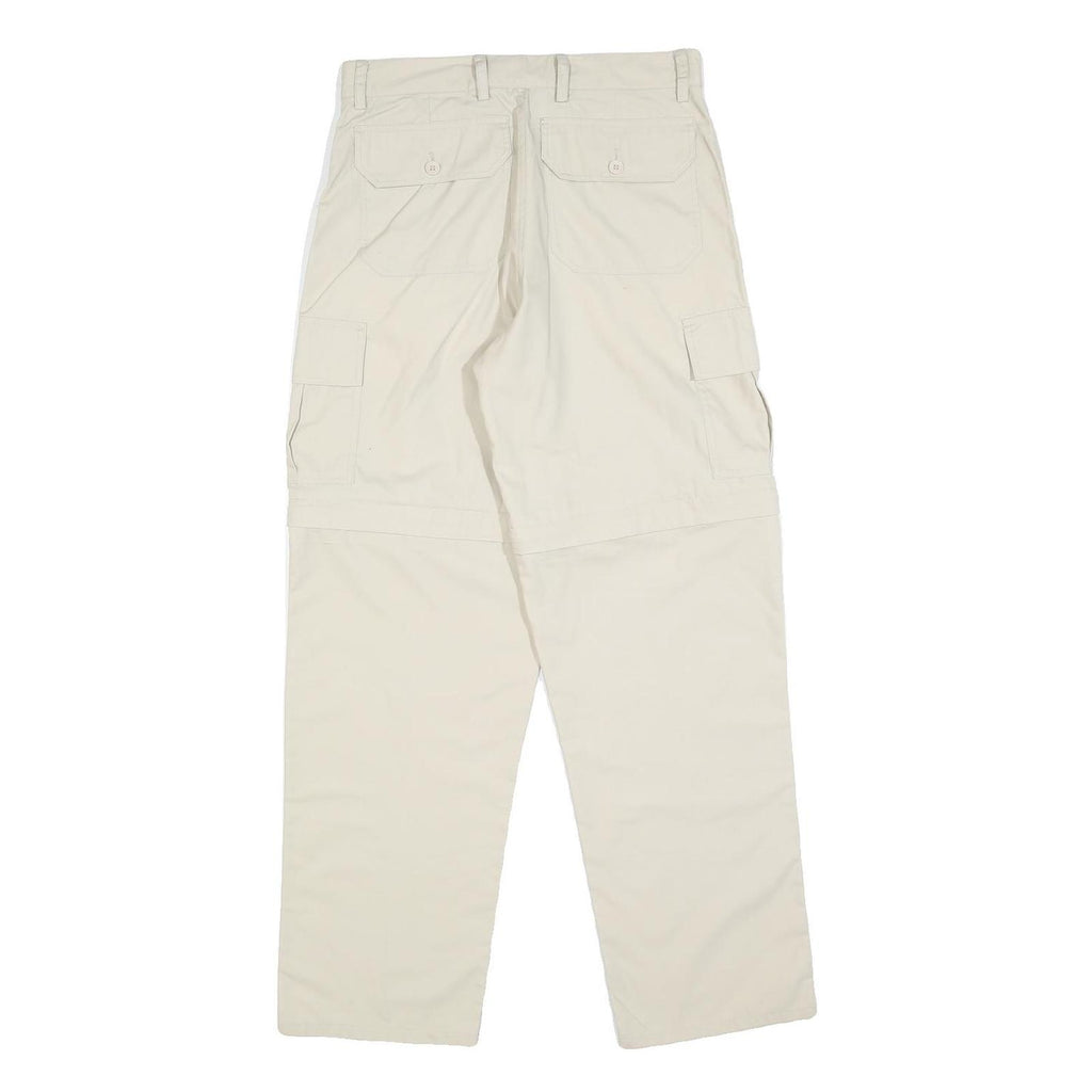 GREENVILLAGE Mens Regular Fit Beige Cargo Trousers W28 L30 Cotton Blend Zip
