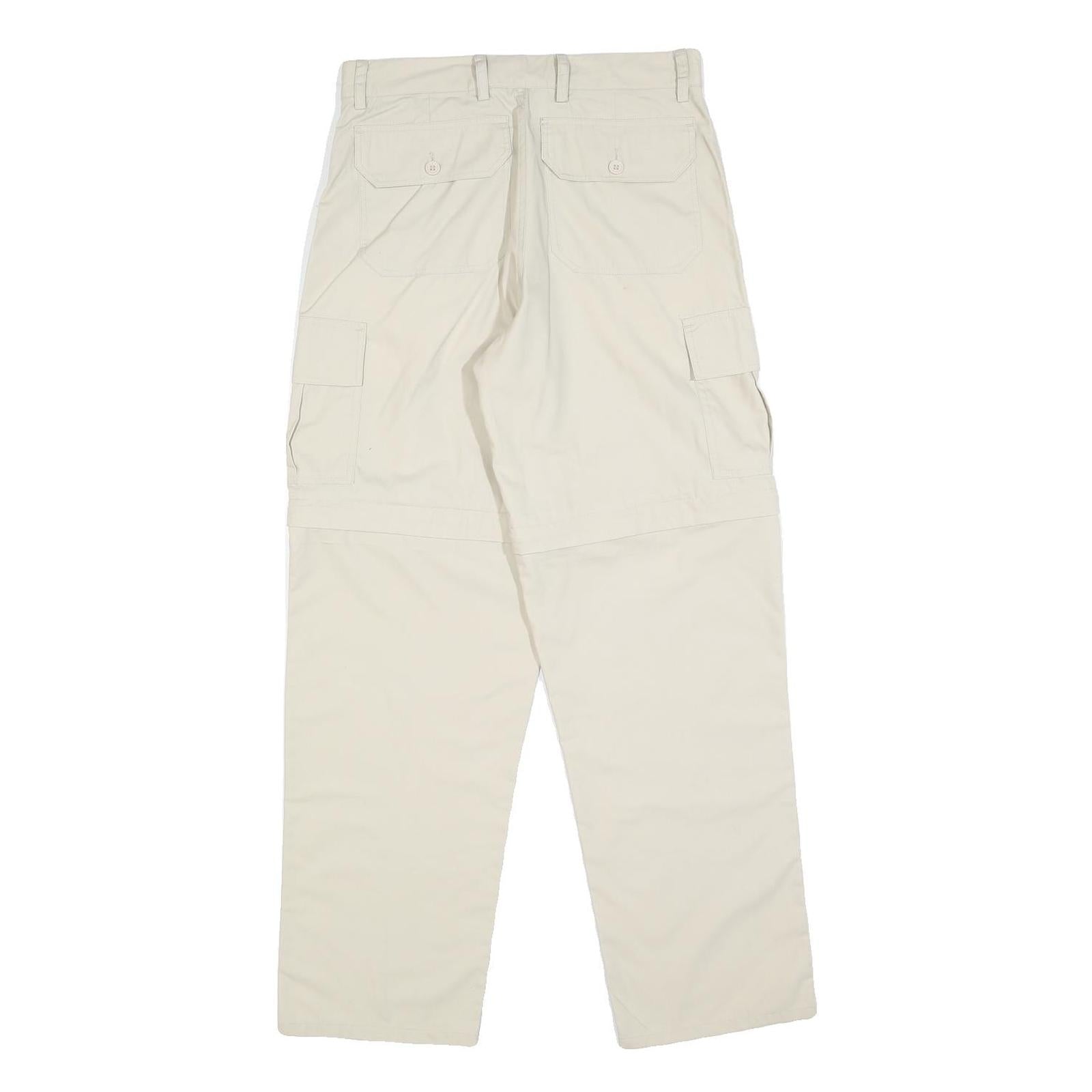 GREENVILLAGE Mens Regular Fit Beige Cargo Trousers W28 L30 Cotton Blend Zip