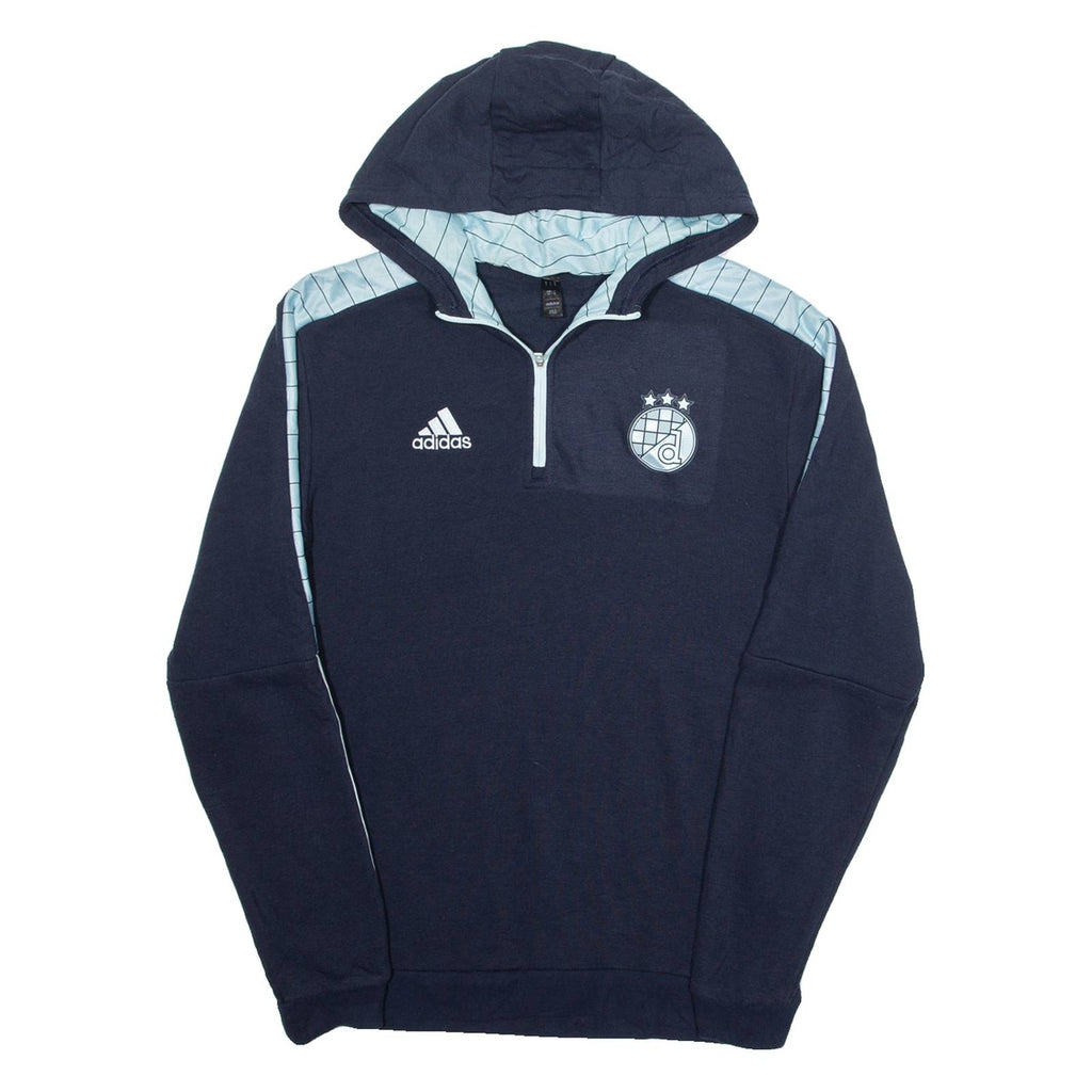 ADIDAS 1/4 Zip Mens Blue Hoodie S