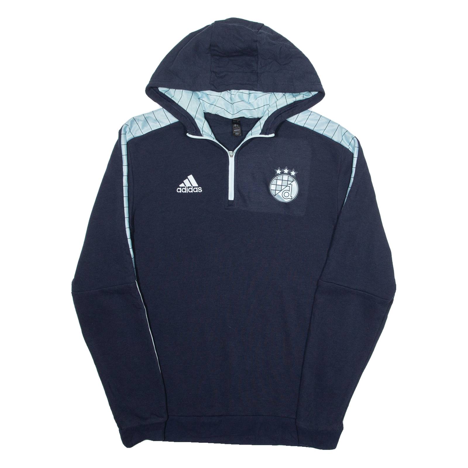 ADIDAS 1/4 Zip Mens Blue Hoodie S