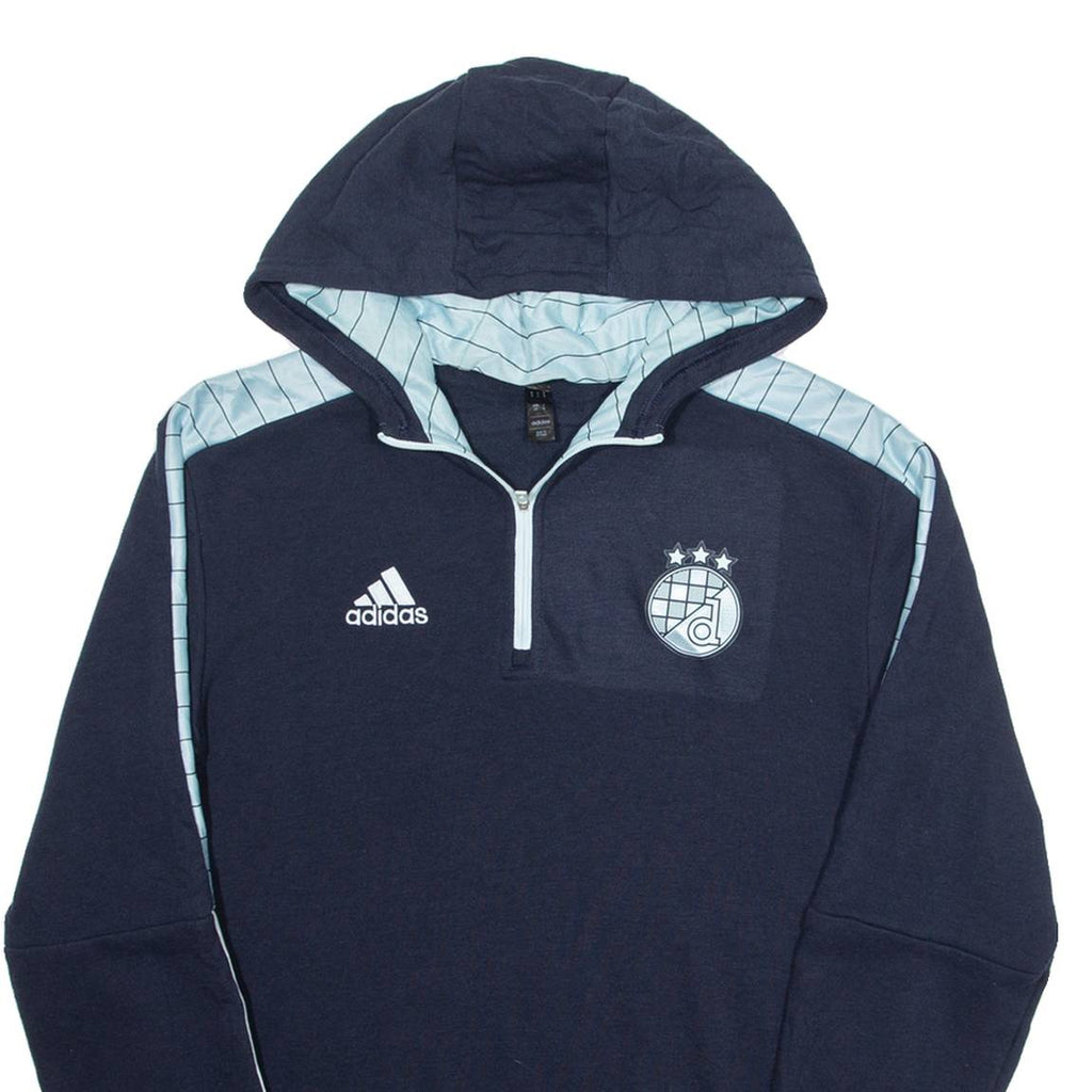 ADIDAS 1/4 Zip Mens Blue Hoodie S