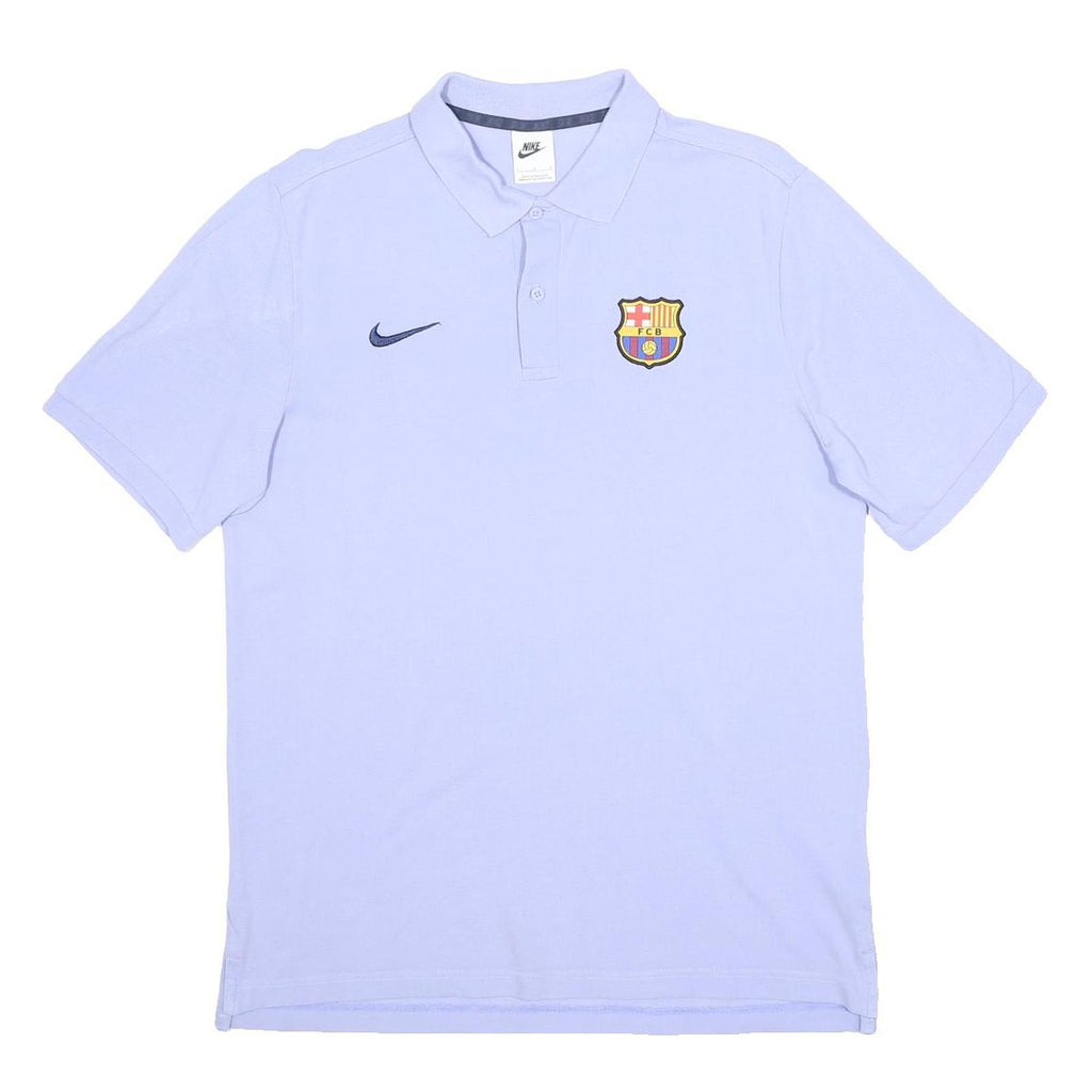 NIKE Mens Light Blue Polo Shirt L Cotton Short Sleeve Barcelona Crest