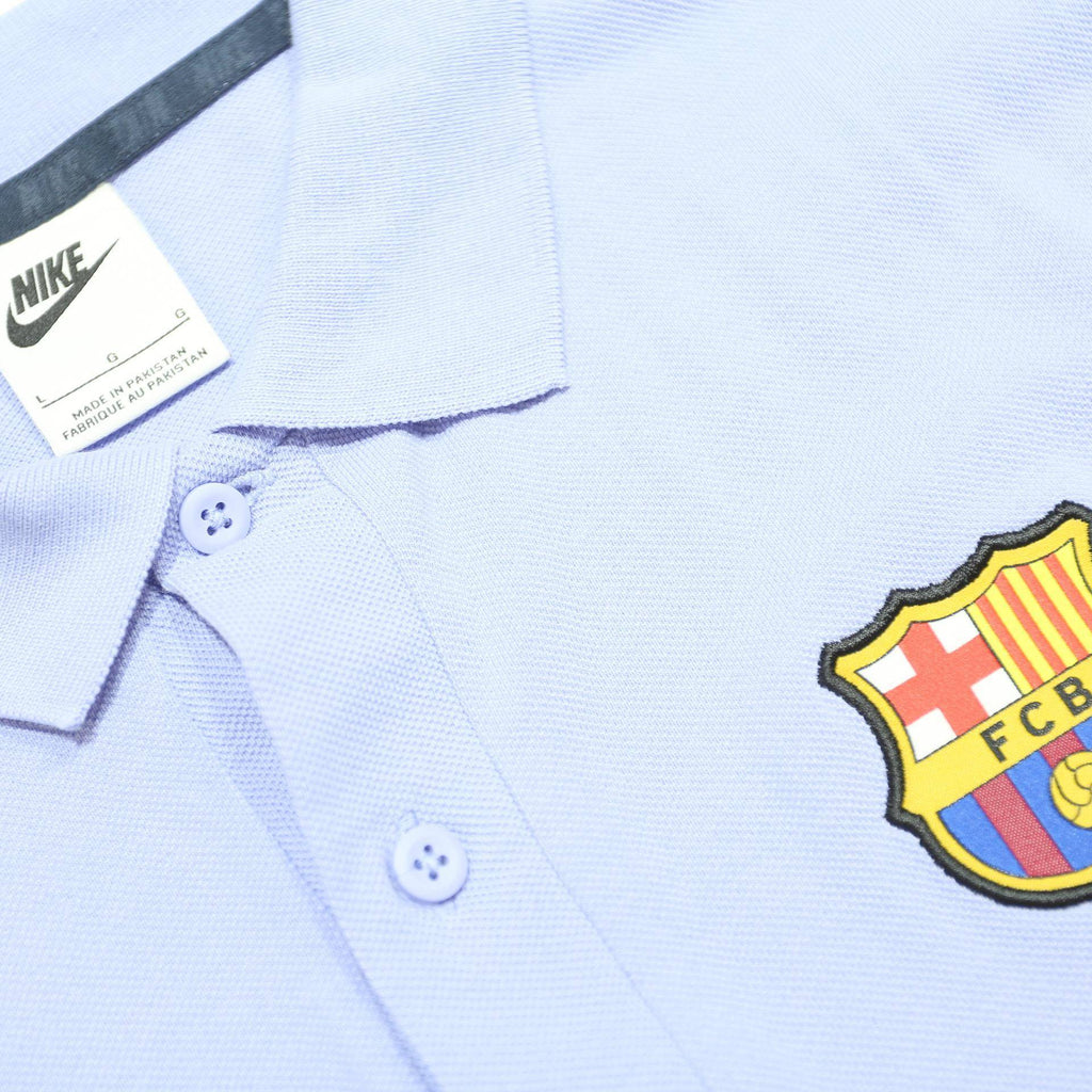 NIKE Mens Light Blue Polo Shirt L Cotton Short Sleeve Barcelona Crest