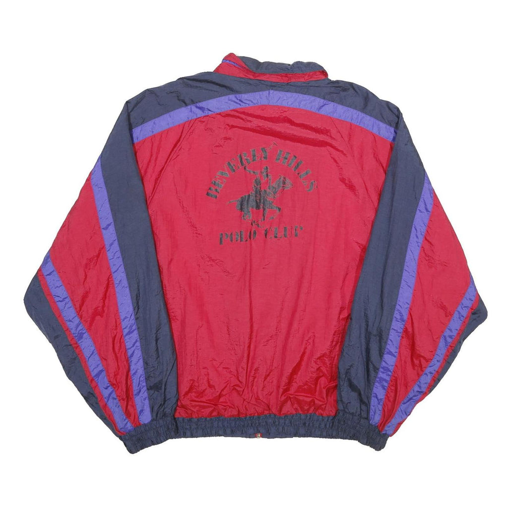 BEVERLY HILLS POLO CLUB Mens Red & Navy Nylon Track Jacket XL