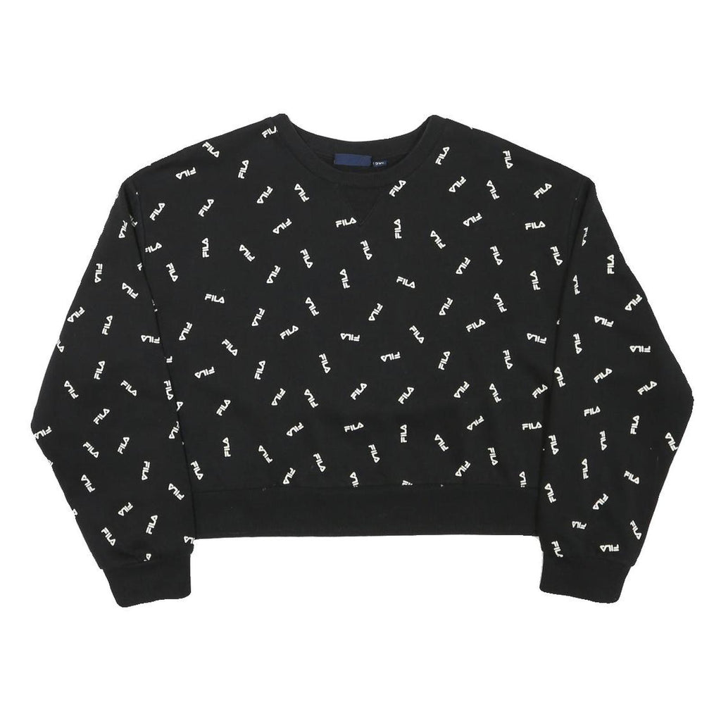 FILA Womens Black Crew Neck 2XL Cotton Blend Sweatshirt Logo Print