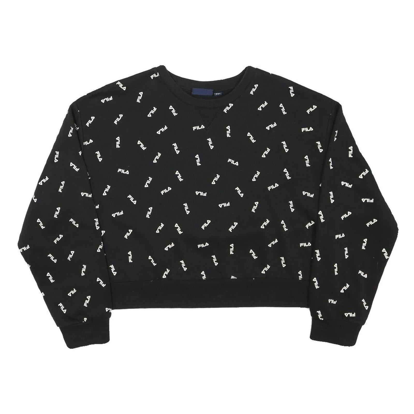 FILA Womens Black Crew Neck 2XL Cotton Blend Sweatshirt Logo Print