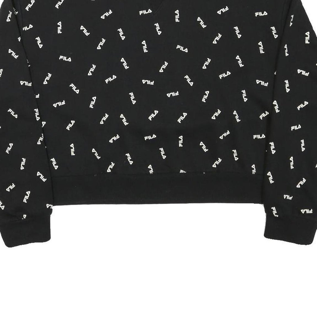 FILA Womens Black Crew Neck 2XL Cotton Blend Sweatshirt Logo Print