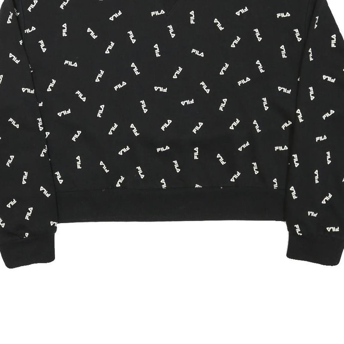 FILA Womens Black Crew Neck 2XL Cotton Blend Sweatshirt Logo Print