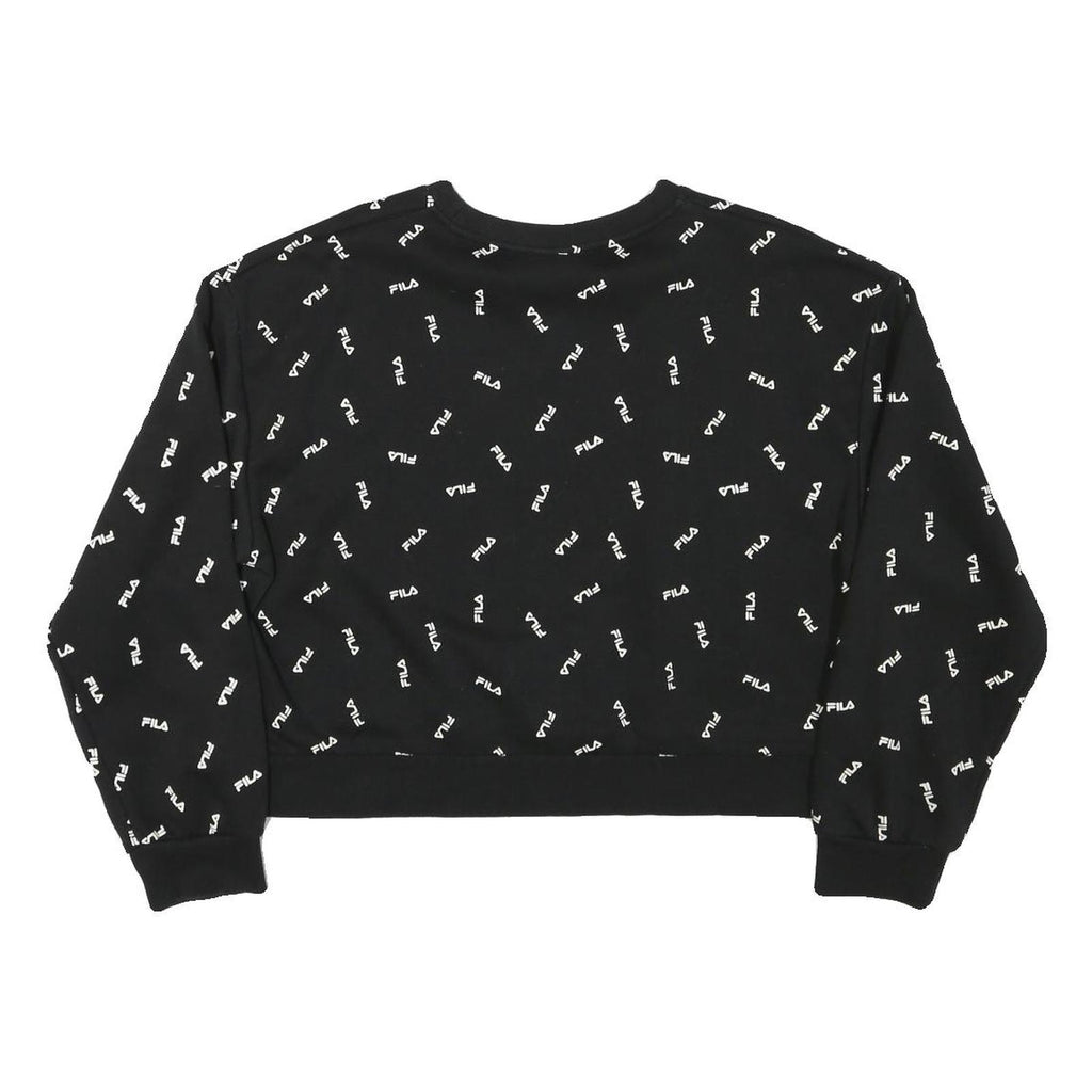 FILA Womens Black Crew Neck 2XL Cotton Blend Sweatshirt Logo Print