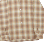 Mens Beige Cotton Blend Checked Shirt L Classic Button Closure Casual