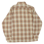 Mens Beige Cotton Blend Checked Shirt L Classic Button Closure Casual