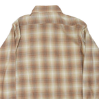 Mens Beige Cotton Blend Checked Shirt L Classic Button Closure Casual