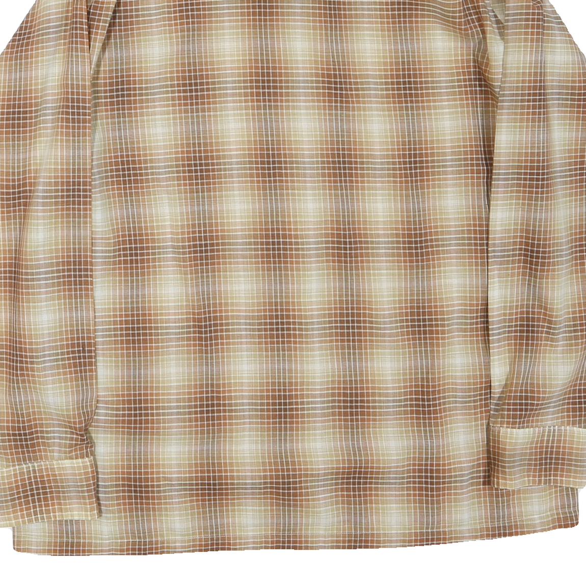 Mens Beige Cotton Blend Checked Shirt L Classic Button Closure Casual