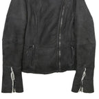 Womens Black Shearling Jacket M Zip Closure Plain Stylish Warm Winter Outerwear