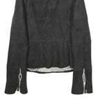 Womens Black Shearling Jacket M Zip Closure Plain Stylish Warm Winter Outerwear