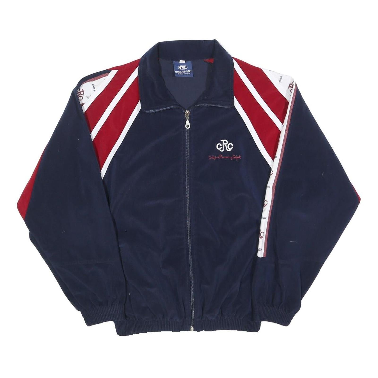 RISS-SPORT Boys Navy & Burgundy Zip Jacket 16Y Cotton Blend Retro Sportswear