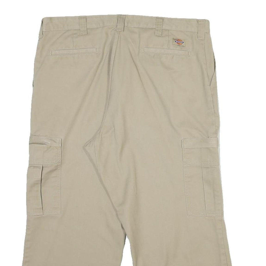 DICKIES Mens Cotton Blend Beige Regular Cargo Trousers W40 L25 Workwear Zip
