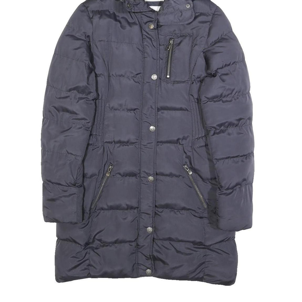 DIESEL Womens Blue Puffer Jacket S Polyester Zip Hooded Winter Coat