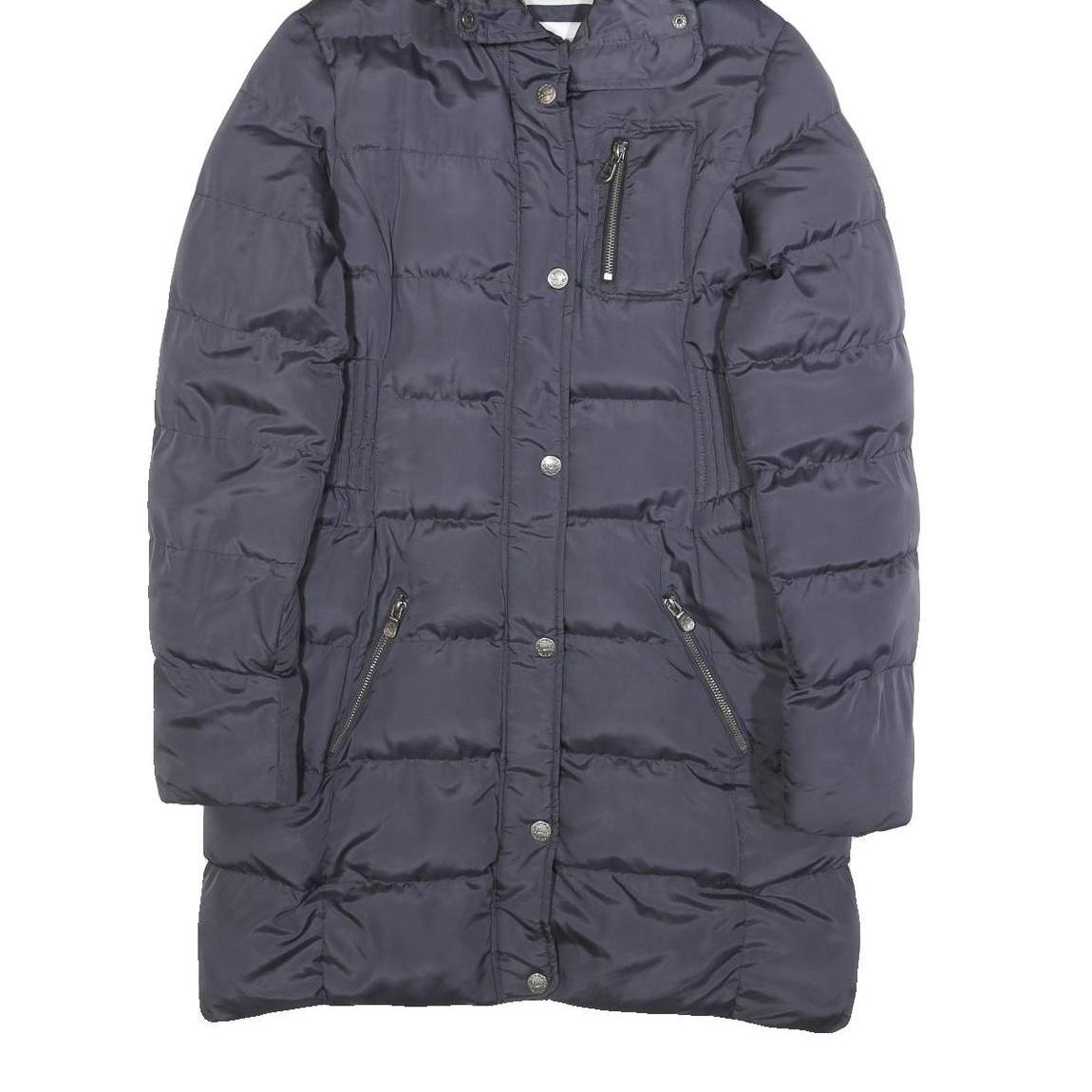 DIESEL Womens Blue Puffer Jacket S Polyester Zip Hooded Winter Coat