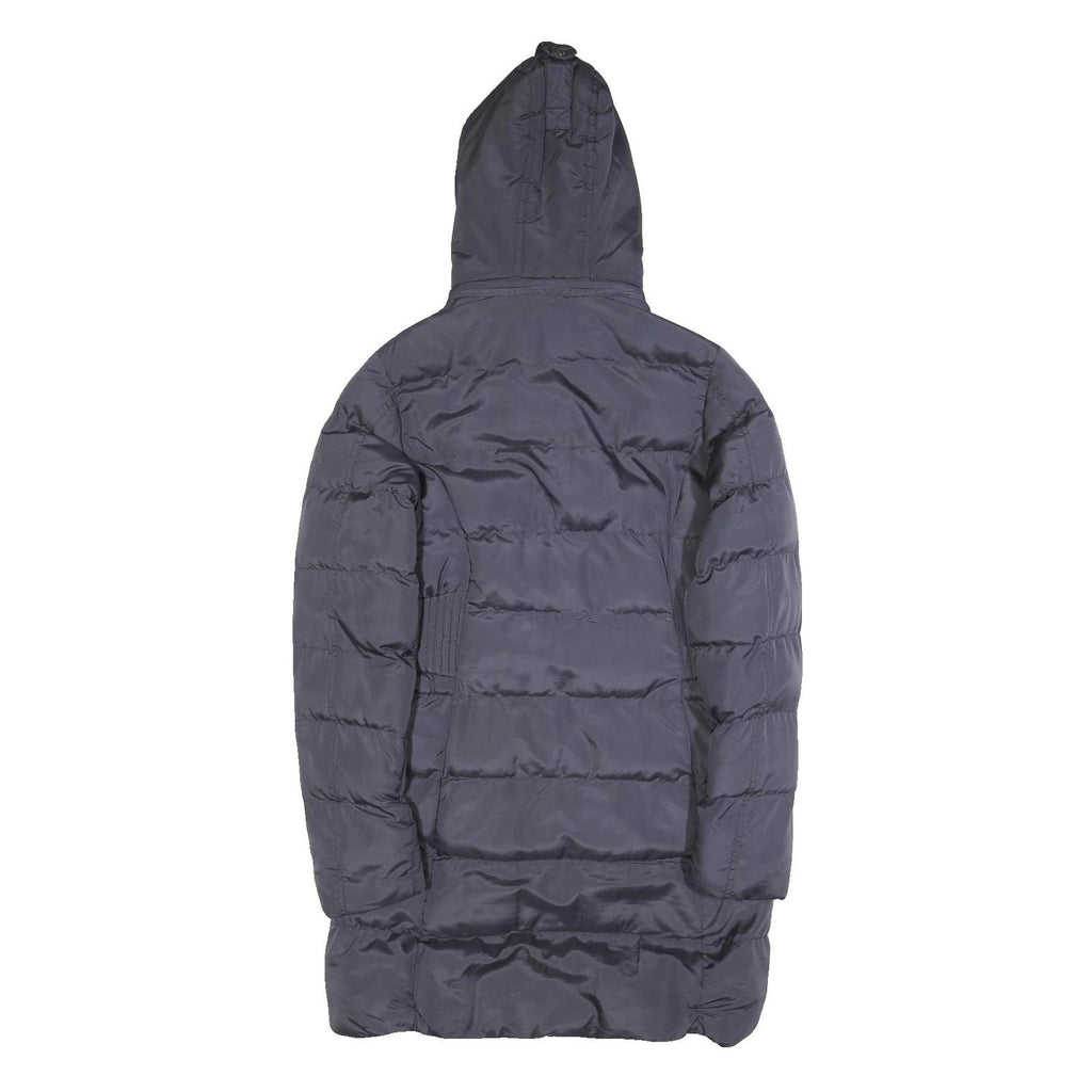 DIESEL Womens Blue Puffer Jacket S Polyester Zip Hooded Winter Coat