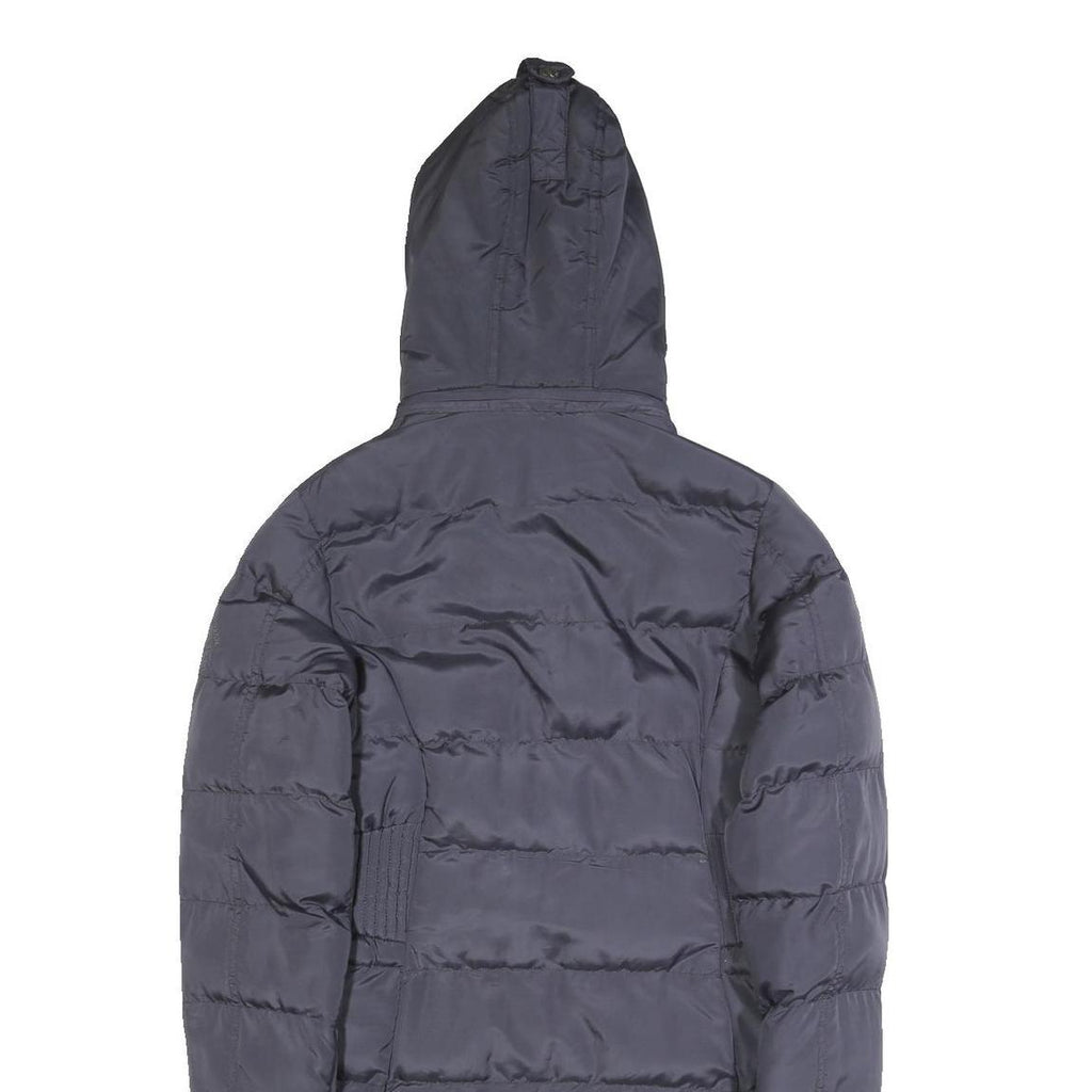 DIESEL Womens Blue Puffer Jacket S Polyester Zip Hooded Winter Coat