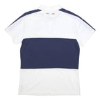 PUMA Mens White & Navy Italia Short Sleeve Plain L Cotton Blend Polo Shirt