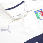 PUMA Mens White & Navy Italia Short Sleeve Plain L Cotton Blend Polo Shirt