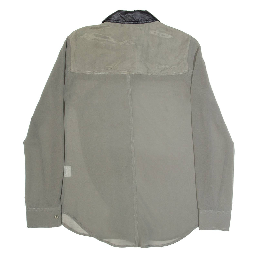 DKNY Frill Womens Shirt Grey Collared Long Sleeve XXS