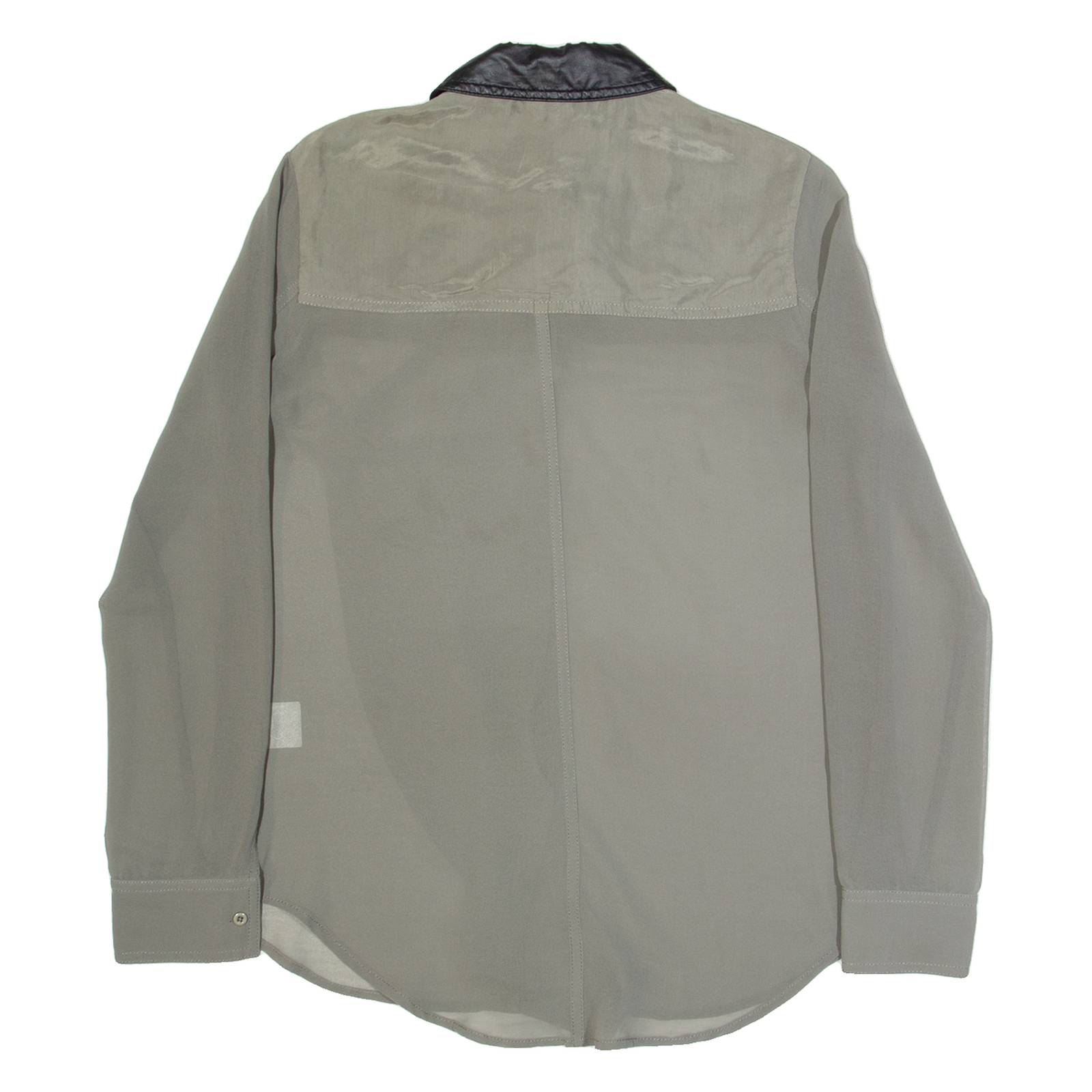 DKNY Frill Womens Shirt Grey Collared Long Sleeve XXS
