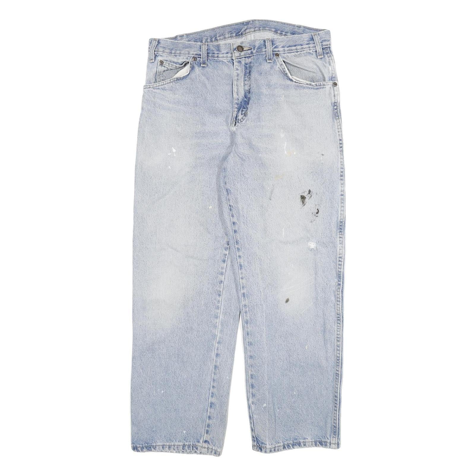 DICKIES Mens Jeans Blue Relaxed Straight Denim Light W32 L28 Workwear Zip