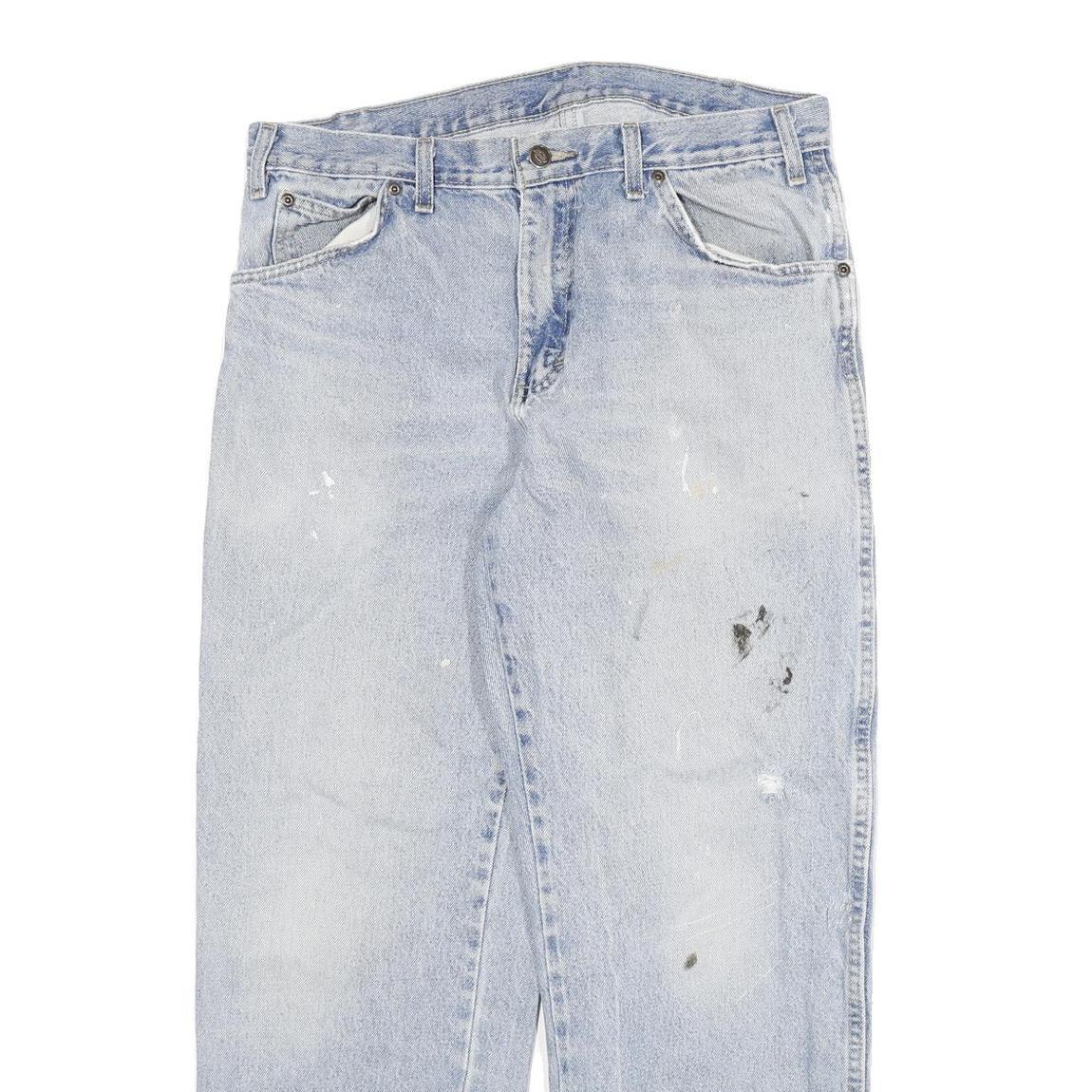 DICKIES Mens Jeans Blue Relaxed Straight Denim Light W32 L28 Workwear Zip