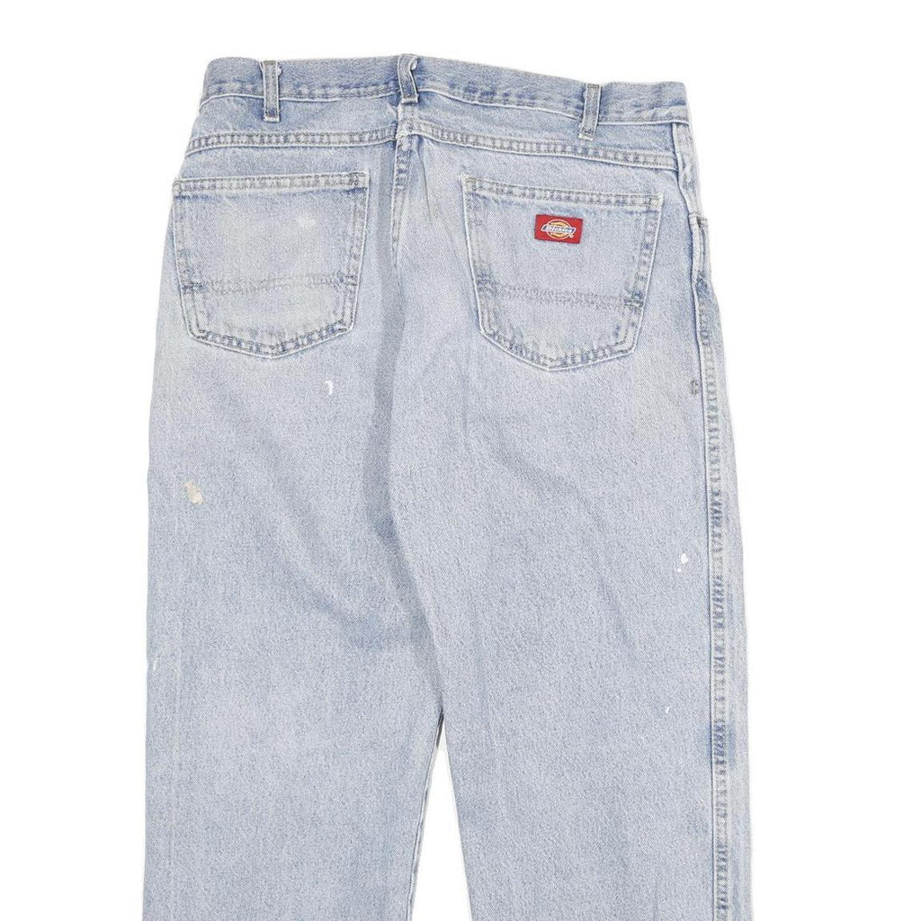 DICKIES Mens Jeans Blue Relaxed Straight Denim Light W32 L28 Workwear Zip