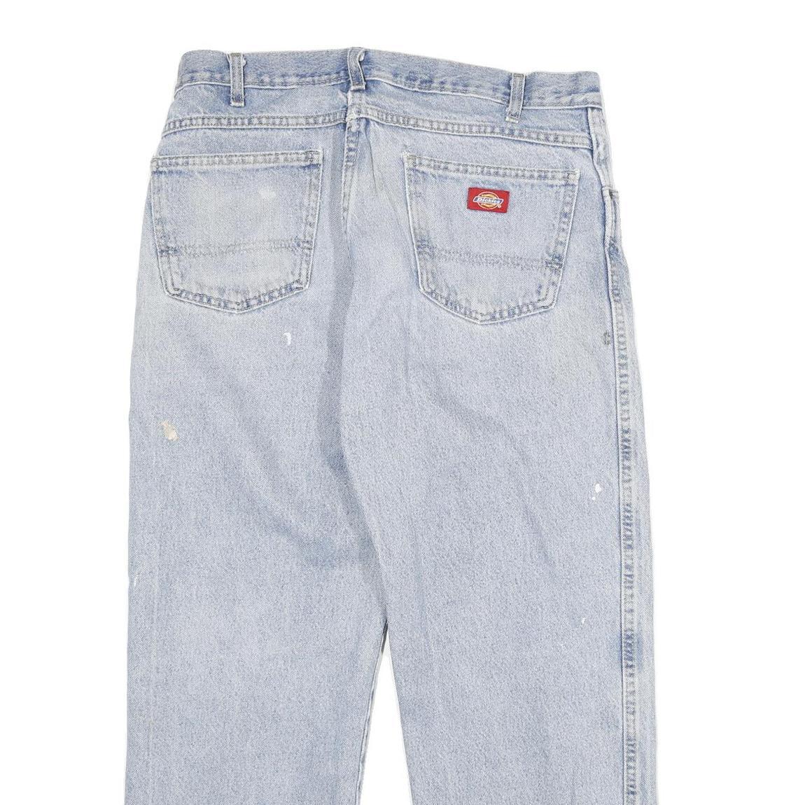 DICKIES Mens Jeans Blue Relaxed Straight Denim Light W32 L28 Workwear Zip