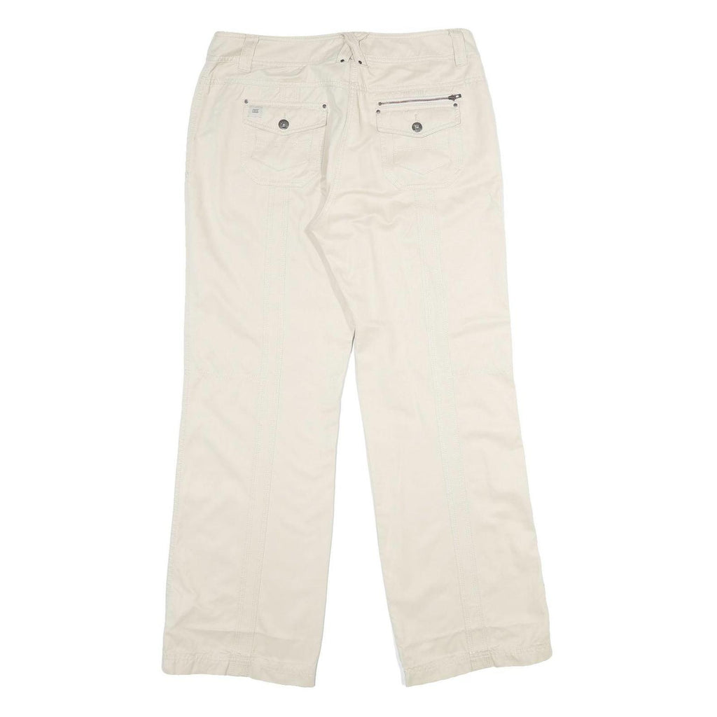 CECIL Womens Cotton Blend Cream Regular Fit Straight Leg Trousers W31 L32 Casual