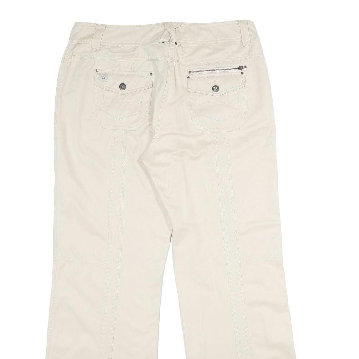 CECIL Womens Cotton Blend Cream Regular Fit Straight Leg Trousers W31 L32 Casual