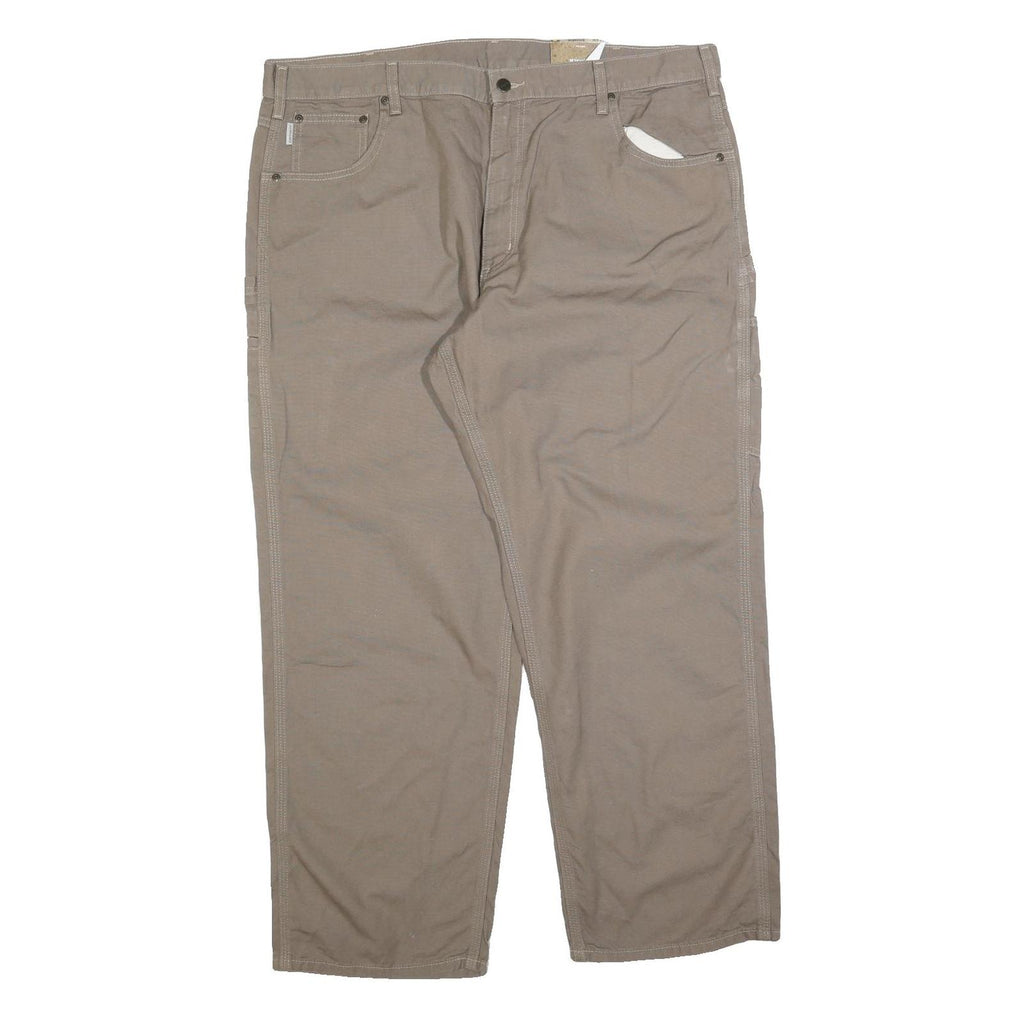 CARHARTT Mens Cotton Blend Loose Khaki Trousers W42 L30 Workwear Zip Closure