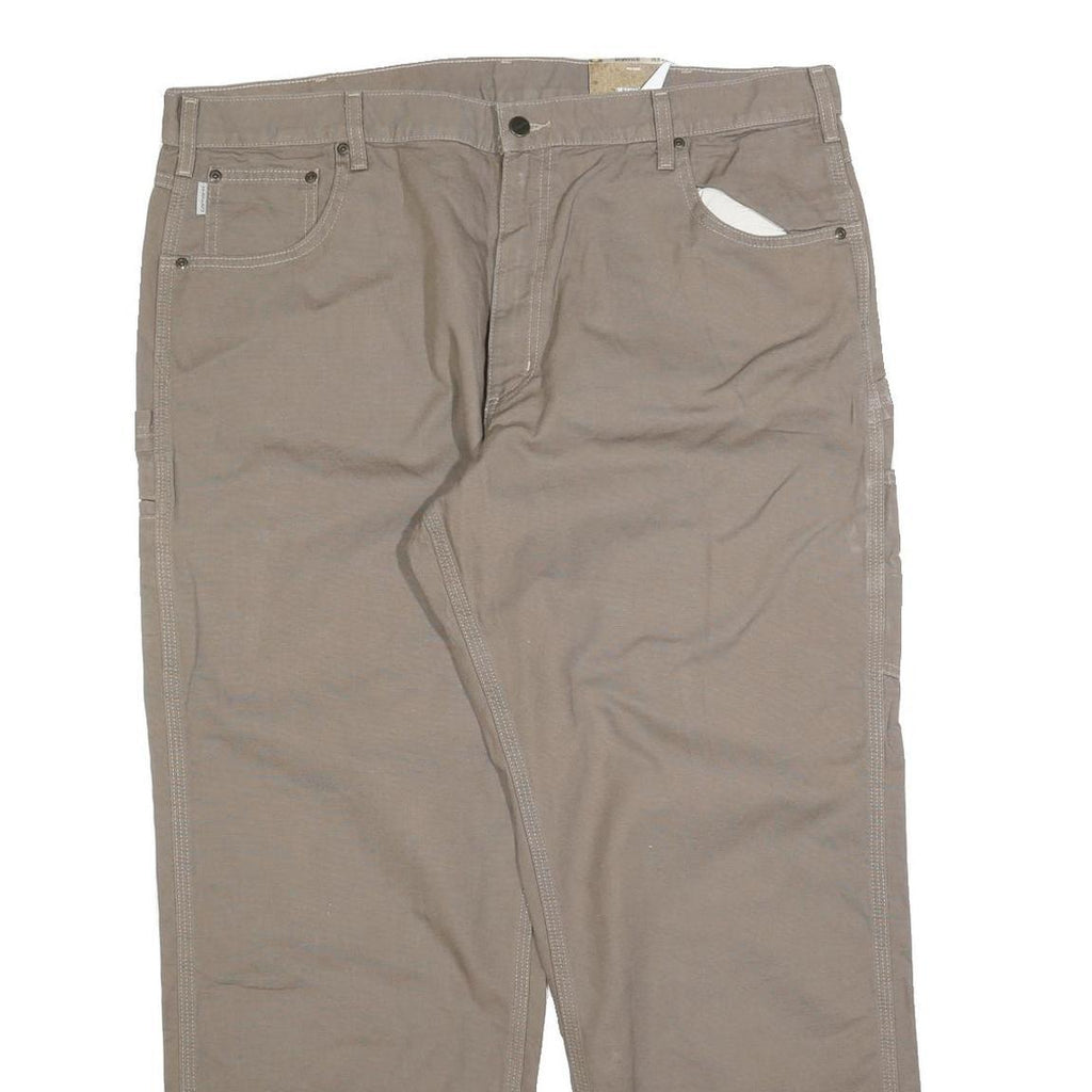 CARHARTT Mens Cotton Blend Loose Khaki Trousers W42 L30 Workwear Zip Closure