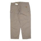 CARHARTT Mens Cotton Blend Loose Khaki Trousers W42 L30 Workwear Zip Closure